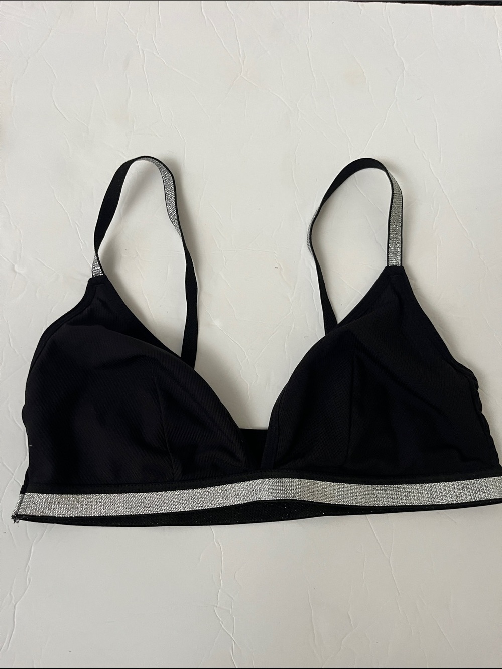 Black Bralette with Silver Trim - Women's Intimates